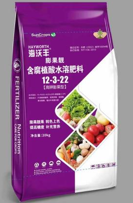 產(chǎn)品名稱：膨果靚含腐植酸水溶肥12-3-22